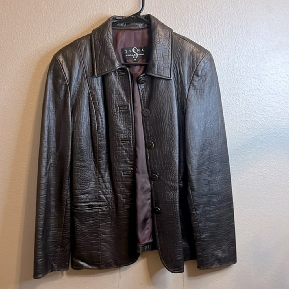 Siena Collection Brown Leather Jacket SZ 10
